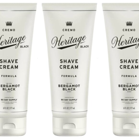 Cremo Heritage Black Shave Cream Bergamot Black 6 Ounces Each Lot Of 3 - Picture 1 of 1